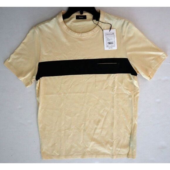Theory Men's Sz Medium Straw Yellow Essential Bar Geometric Print T-Shirt $95 - Picture 7 of 9